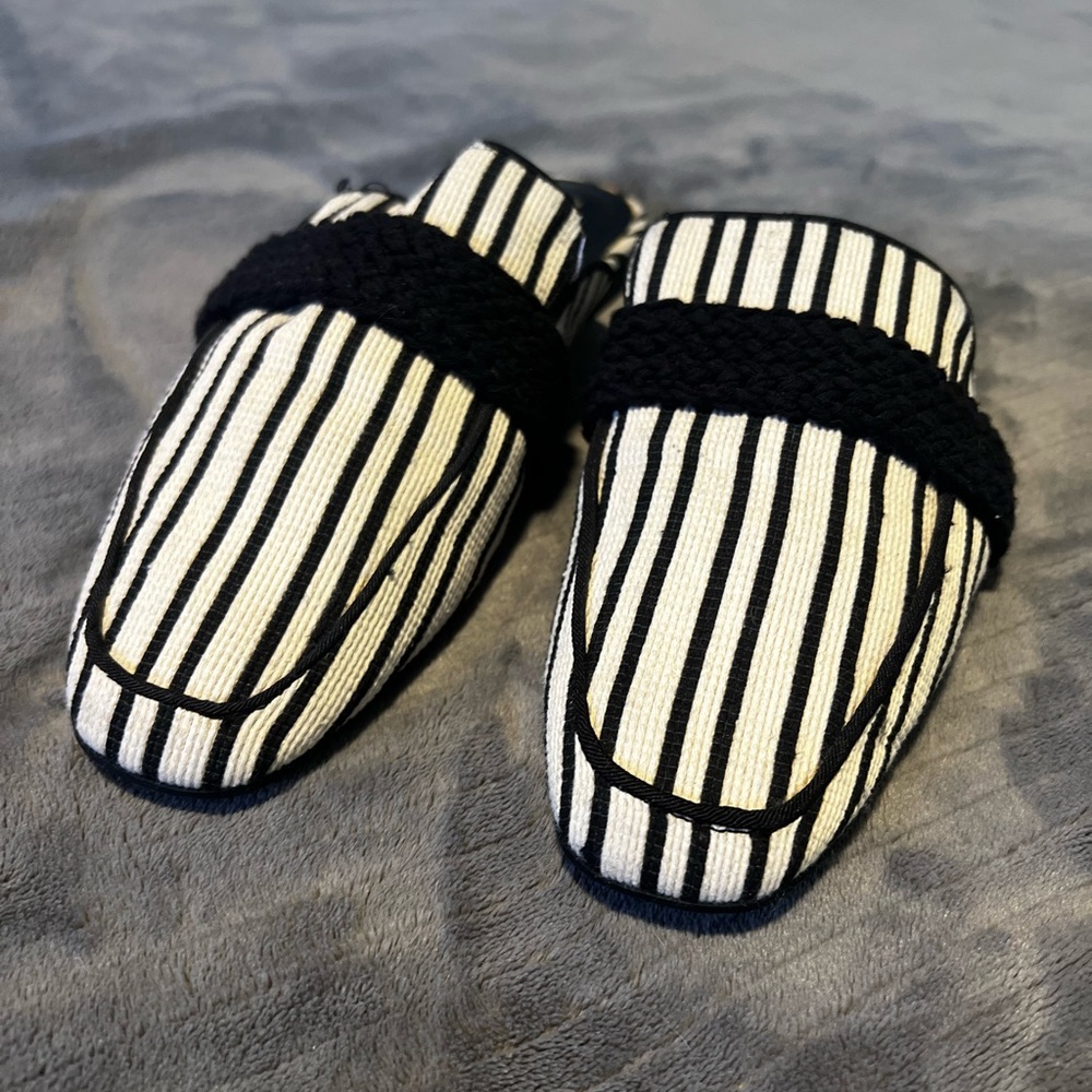 Zara Black and White Striped Flats